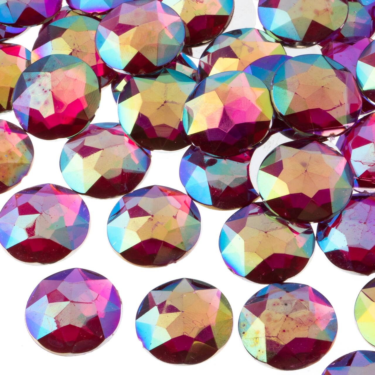 John Bead 20mm AB Acrylic Round Flat Back Rhinestones, 200ct.